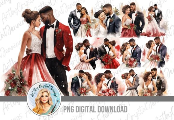 Beautiful Black Couple Christmas Wedding: Festive Elegance in Design