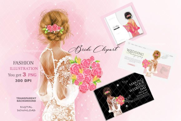 Beautiful Bride Clipart & Wedding Illustration for Your Projects