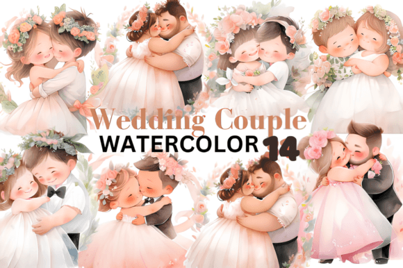 Beautiful Cute Wedding Couple Watercolor: Creative Asset Guide