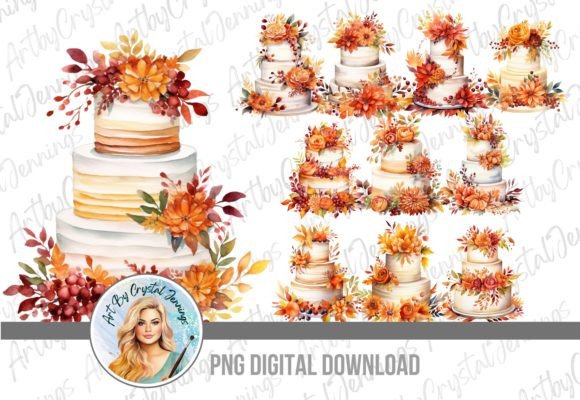 Beautiful Fall Floral Wedding Cake PNG: Seasonal Elegance