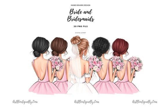 Celebrate in Style: Bride and Bridesmaids Wedding Day Clipart