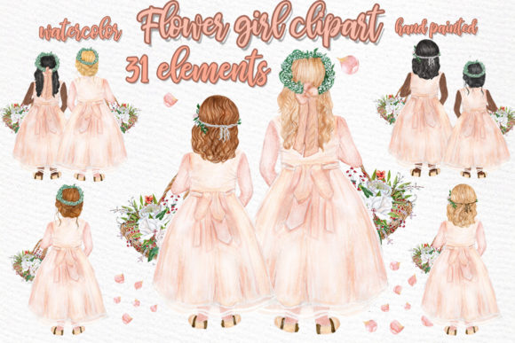 Elevate Your Designs with Hand Painted Flower Girl Clipart
