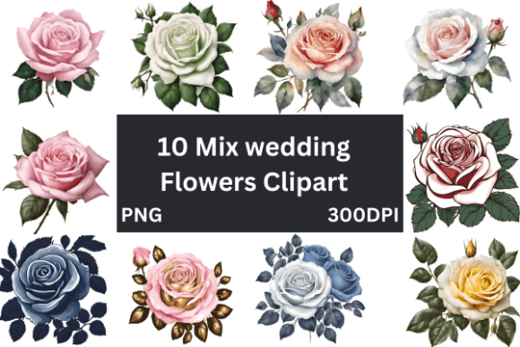 Enchanting Floral Designs with Mix Wedding Flowers Sublimation Clipart