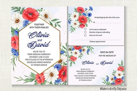 Set of Wedding Invitation Templates: Watercolor Frames for Elegant Design