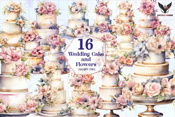 Wedding Cake and Flowers Clipart PNG: A Designer's Asset