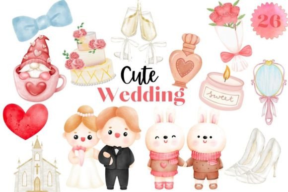 Wedding Cute Watercolor Bundle: Your All-in-One Design Asset