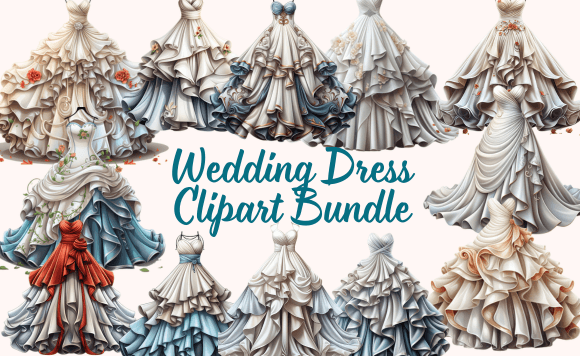 Wedding Dress Clipart Bundle: Elevate Your Creative Projects
