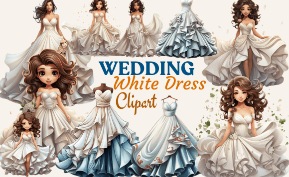 Wedding White Dress Clipart: Your Go-To Design Asset